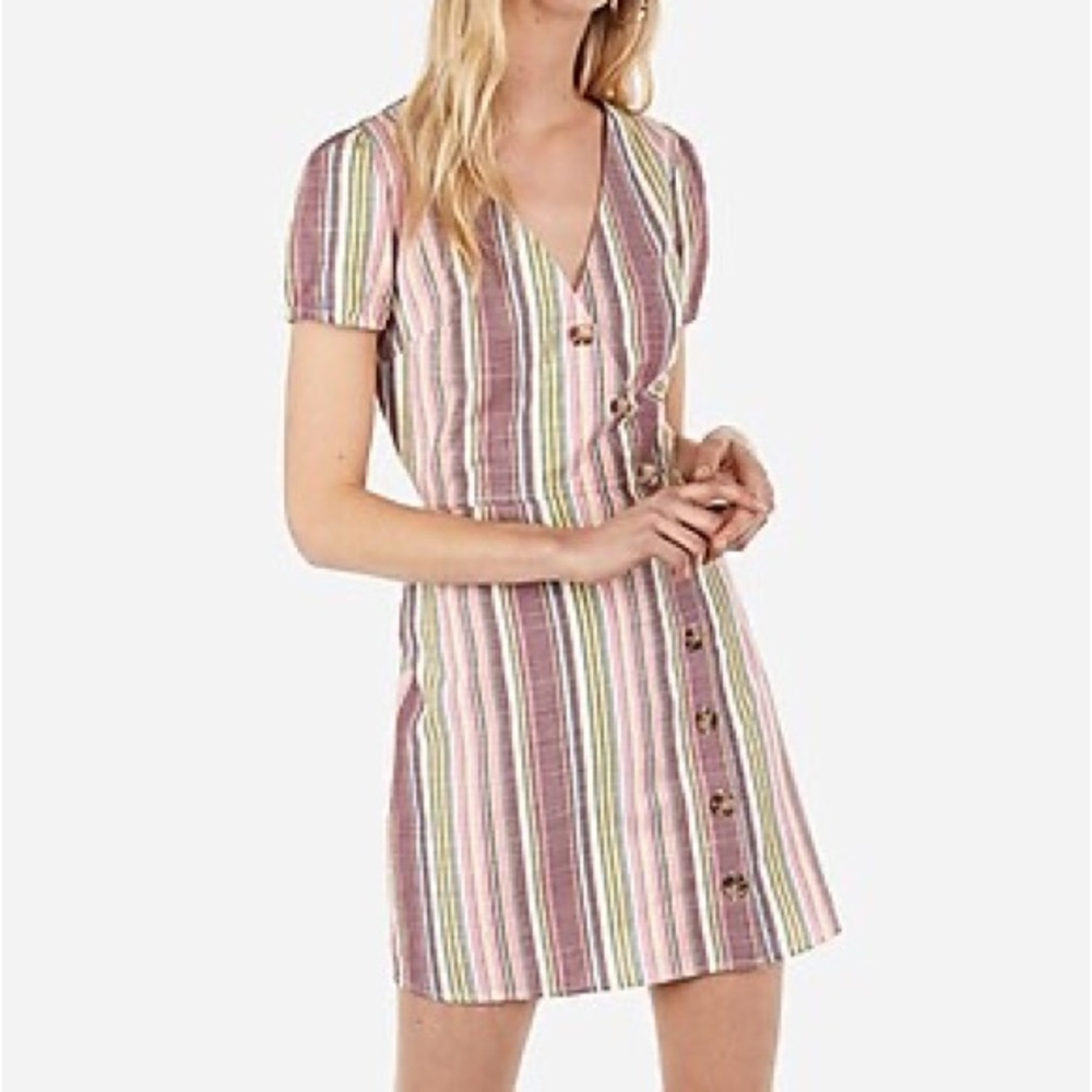 Express Surplice Button Front Wrap Dress - image 1